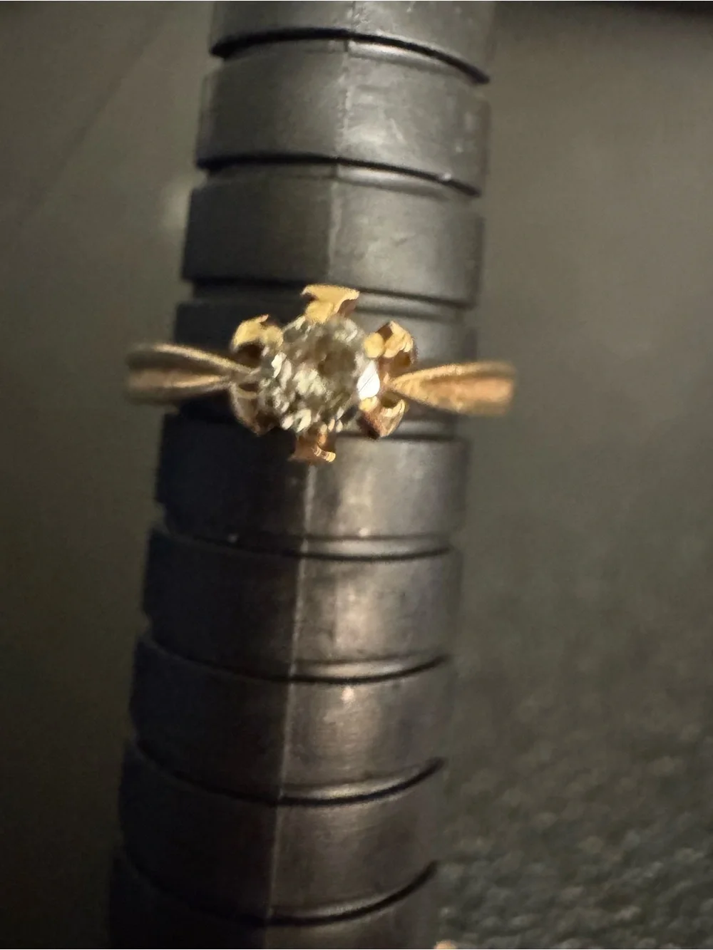 Delicate 14kt Gold .10ct Round Solitaire Natural  Diamond Ring